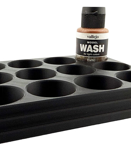 Jeff Did It 35ml Paint Bottle Holder - Holds 12 Bottles Compatible with Vallejo 35ml w Anti-Slip Rubber Feet - 3D Printed - Made in the USA