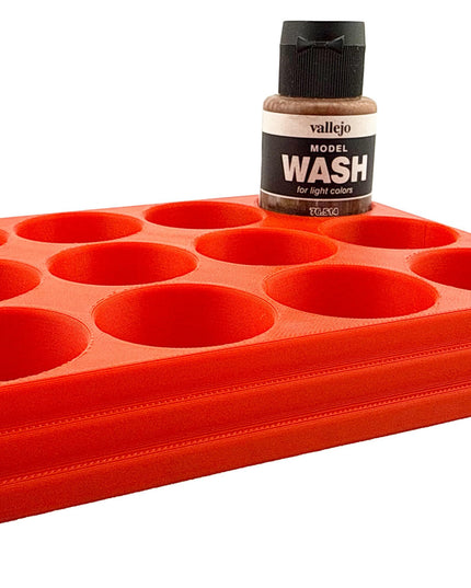 Jeff Did It 35ml Paint Bottle Holder - Holds 12 Bottles Compatible with Vallejo 35ml w Anti-Slip Rubber Feet - 3D Printed - Made in the USA