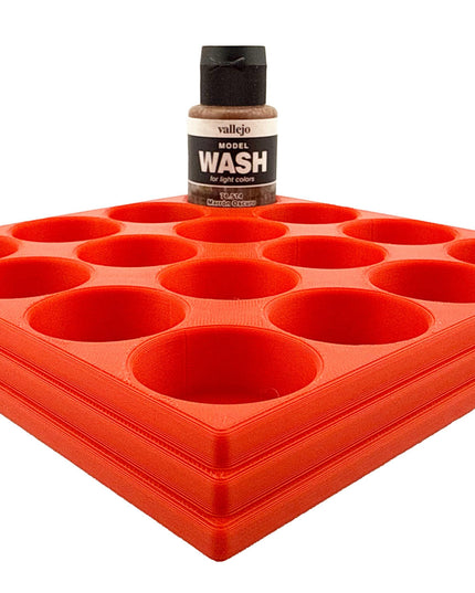 Jeff Did It 35ml Paint Bottle Holder - Holds 16 Bottles Compatible with Vallejo 35ml w Anti-Slip Rubber Feet - 3D Printed - Made in the USA