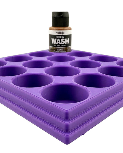 Jeff Did It 35ml Paint Bottle Holder - Holds 16 Bottles Compatible with Vallejo 35ml w Anti-Slip Rubber Feet - 3D Printed - Made in the USA