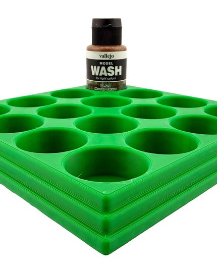 Jeff Did It 35ml Paint Bottle Holder - Holds 16 Bottles Compatible with Vallejo 35ml w Anti-Slip Rubber Feet - 3D Printed - Made in the USA