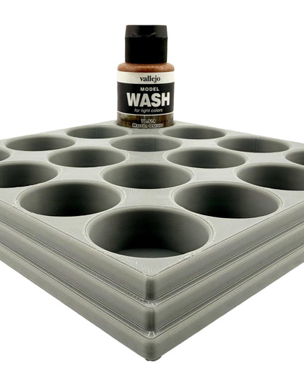 Jeff Did It 35ml Paint Bottle Holder - Holds 16 Bottles Compatible with Vallejo 35ml w Anti-Slip Rubber Feet - 3D Printed - Made in the USA