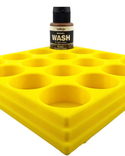 Jeff Did It 35ml Paint Bottle Holder - Holds 16 Bottles Compatible with Vallejo 35ml w Anti-Slip Rubber Feet - 3D Printed - Made in the USA