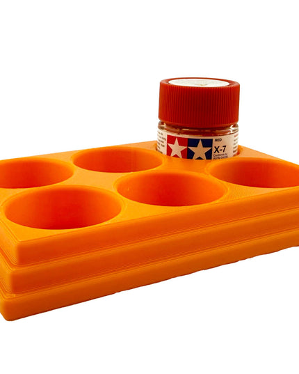 Jeff Did It 10ml Paint Bottle Holder - Holds 6 Bottles Compatible with Tamiya 10ml w Anti-Slip Rubber Feet - 3D Printed - Made in the USA