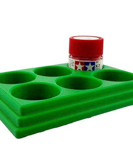 Jeff Did It 10ml Paint Bottle Holder - Holds 6 Bottles Compatible with Tamiya 10ml w Anti-Slip Rubber Feet - 3D Printed - Made in the USA