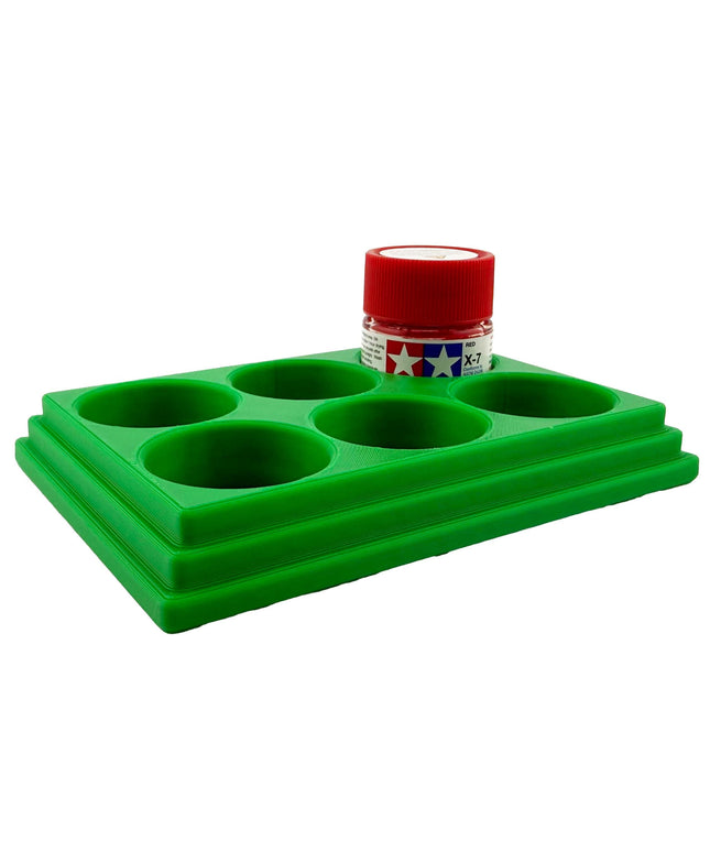 Jeff Did It 10ml Paint Bottle Holder - Holds 6 Bottles Compatible with Tamiya 10ml w Anti-Slip Rubber Feet - 3D Printed - Made in the USA