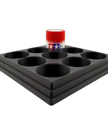 Jeff Did It 10ml Paint Bottle Holder - Holds 9 Bottles Compatible with Tamiya 10ml w Anti-Slip Rubber Feet - 3D Printed - Made in the USA