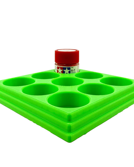 Jeff Did It 10ml Paint Bottle Holder - Holds 9 Bottles Compatible with Tamiya 10ml w Anti-Slip Rubber Feet - 3D Printed - Made in the USA