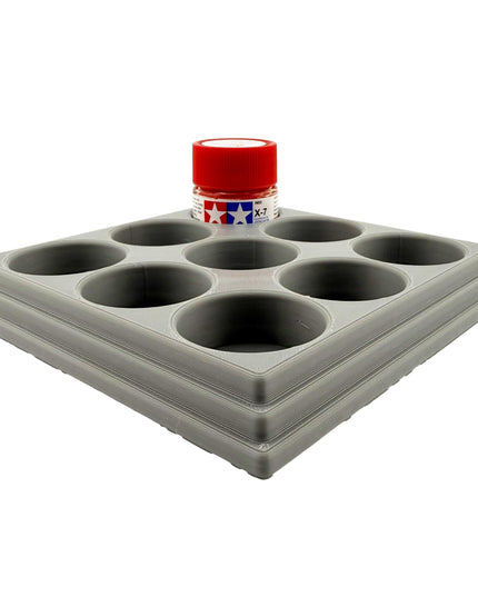 Jeff Did It 10ml Paint Bottle Holder - Holds 9 Bottles Compatible with Tamiya 10ml w Anti-Slip Rubber Feet - 3D Printed - Made in the USA