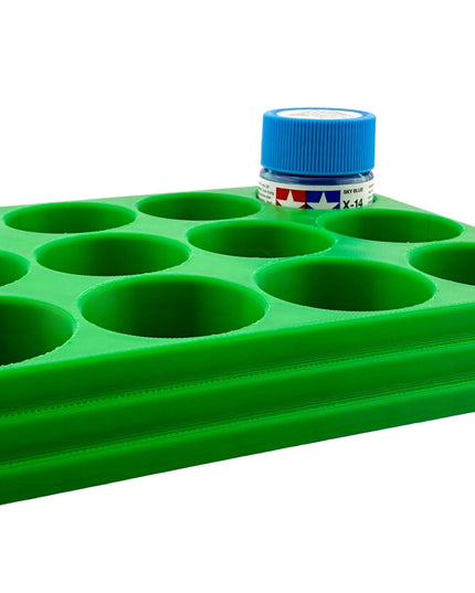 Jeff Did It 10ml Paint Bottle Holder - Holds 12 Bottles Compatible with Tamiya 10ml w Anti-Slip Rubber Feet - 3D Printed - Made in the USA