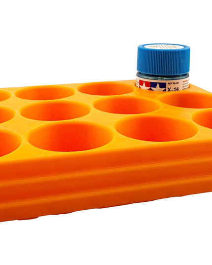 Jeff Did It 10ml Paint Bottle Holder - Holds 12 Bottles Compatible with Tamiya 10ml w Anti-Slip Rubber Feet - 3D Printed - Made in the USA