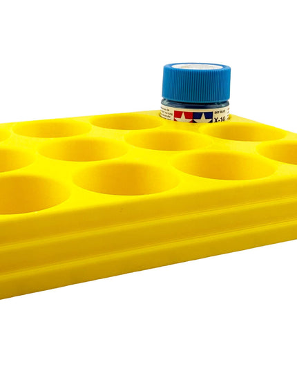 Jeff Did It 10ml Paint Bottle Holder - Holds 12 Bottles Compatible with Tamiya 10ml w Anti-Slip Rubber Feet - 3D Printed - Made in the USA