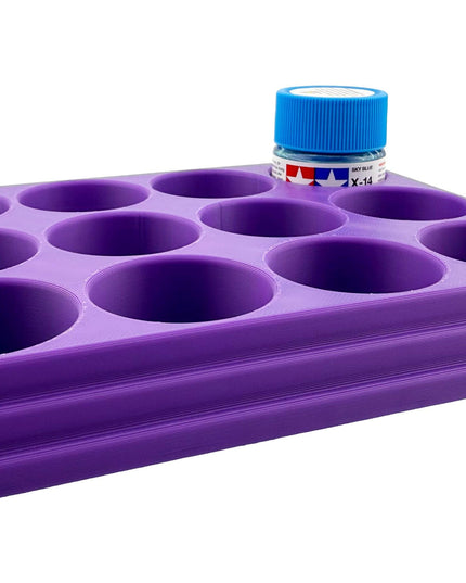 Jeff Did It 10ml Paint Bottle Holder - Holds 12 Bottles Compatible with Tamiya 10ml w Anti-Slip Rubber Feet - 3D Printed - Made in the USA