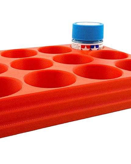 Jeff Did It 10ml Paint Bottle Holder - Holds 12 Bottles Compatible with Tamiya 10ml w Anti-Slip Rubber Feet - 3D Printed - Made in the USA
