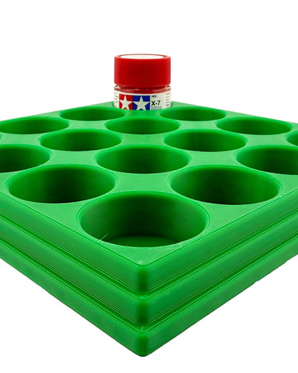 Jeff Did It 10ml Paint Bottle Holder - Holds 16 Bottles Compatible with Tamiya 10ml w Anti-Slip Rubber Feet - 3D Printed - Made in the USA