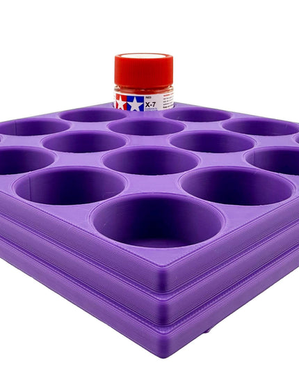 Jeff Did It 10ml Paint Bottle Holder - Holds 16 Bottles Compatible with Tamiya 10ml w Anti-Slip Rubber Feet - 3D Printed - Made in the USA