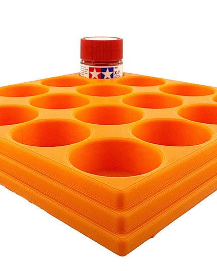 Jeff Did It 10ml Paint Bottle Holder - Holds 16 Bottles Compatible with Tamiya 10ml w Anti-Slip Rubber Feet - 3D Printed - Made in the USA