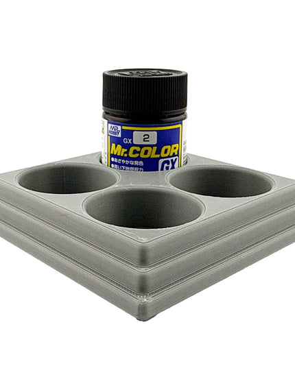 Jeff Did It Mr Hobby Mr Color 10ml & 18ml Paint Bottle Holder S- Holds 4 Mr Color 10ml/ 18ml Bottles w/Anti-Slip Rubber Feet - 3D Printed