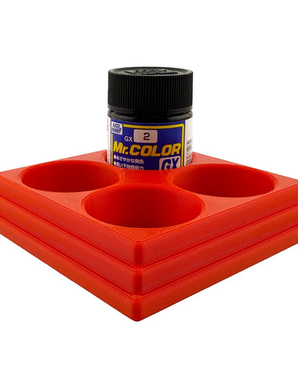 Jeff Did It Mr Hobby Mr Color 10ml & 18ml Paint Bottle Holder S- Holds 4 Mr Color 10ml/ 18ml Bottles w/Anti-Slip Rubber Feet - 3D Printed