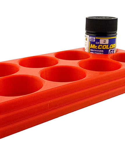 Jeff Did It Mr Hobby Mr Color 10ml & 18ml Paint Bottle Holder - Holds 8 Mr Color 10ml/ 18ml Bottles w/Anti-Slip Rubber Feet - 3D Printed