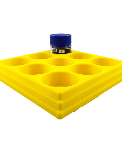 Jeff Did It Mr Hobby Mr Color 10ml & 18ml Paint Bottle Holder - Holds 9 Mr Color 10ml/ 18ml Bottles w/Anti-Slip Rubber Feet - 3D Printed