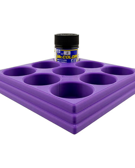 Jeff Did It Mr Hobby Mr Color 10ml & 18ml Paint Bottle Holder - Holds 9 Mr Color 10ml/ 18ml Bottles w/Anti-Slip Rubber Feet - 3D Printed