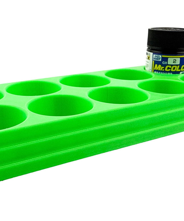 Jeff Did It Mr Hobby Mr Color 10ml & 18ml Paint Bottle Holder - Holds 10 Mr Color 10ml/ 18ml Bottles w/Anti-Slip Rubber Feet - 3D Printed