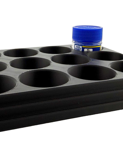 Jeff Did It Mr Hobby Mr Color 10ml & 18ml Paint Bottle Holder - Holds 12 Mr Color 10ml/ 18ml Bottles w/Anti-Slip Rubber Feet - 3D Printed