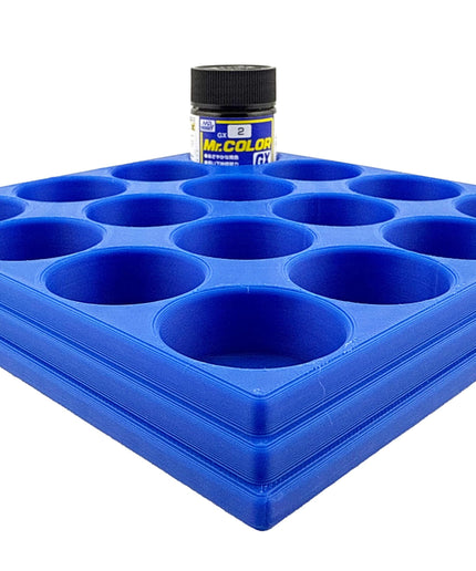 Jeff Did It Mr Hobby Mr Color 10ml & 18ml Paint Bottle Holder - Holds 16 Mr Color 10ml/ 18ml Bottles w/Anti-Slip Rubber Feet - 3D Printed