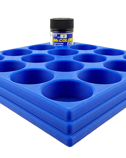 Jeff Did It Mr Hobby Mr Color 10ml & 18ml Paint Bottle Holder - Holds 16 Mr Color 10ml/ 18ml Bottles w/Anti-Slip Rubber Feet - 3D Printed