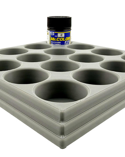 Jeff Did It Mr Hobby Mr Color 10ml & 18ml Paint Bottle Holder - Holds 16 Mr Color 10ml/ 18ml Bottles w/Anti-Slip Rubber Feet - 3D Printed