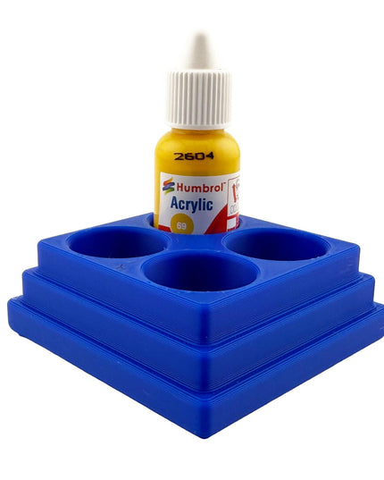 Jeff Did It! 14ml Bottle Holder Square - Holds 4 Bottles Compatible with Humbrol 14ml Paint Bottles w Anti-Slip Rubber Feet - 3D Printed
