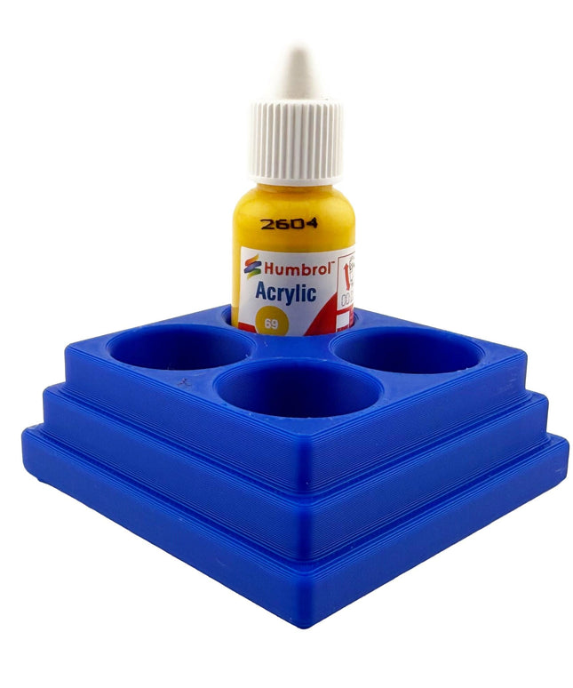 Jeff Did It! 14ml Bottle Holder Square - Holds 4 Bottles Compatible with Humbrol 14ml Paint Bottles w Anti-Slip Rubber Feet - 3D Printed