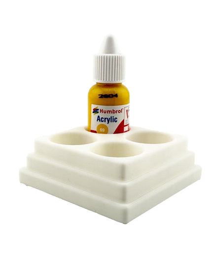 Jeff Did It! 14ml Bottle Holder Square - Holds 4 Bottles Compatible with Humbrol 14ml Paint Bottles w Anti-Slip Rubber Feet - 3D Printed