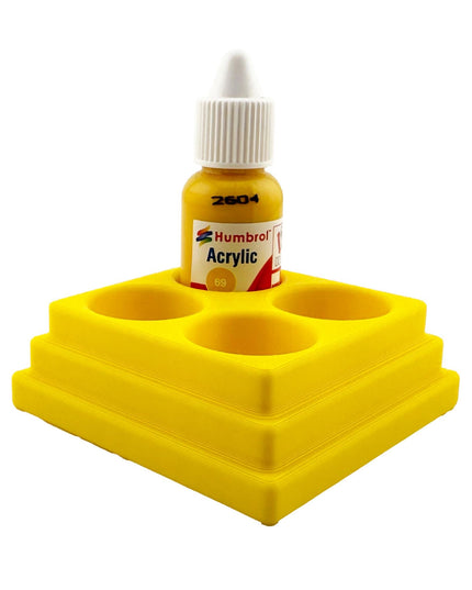 Jeff Did It! 14ml Bottle Holder Square - Holds 4 Bottles Compatible with Humbrol 14ml Paint Bottles w Anti-Slip Rubber Feet - 3D Printed
