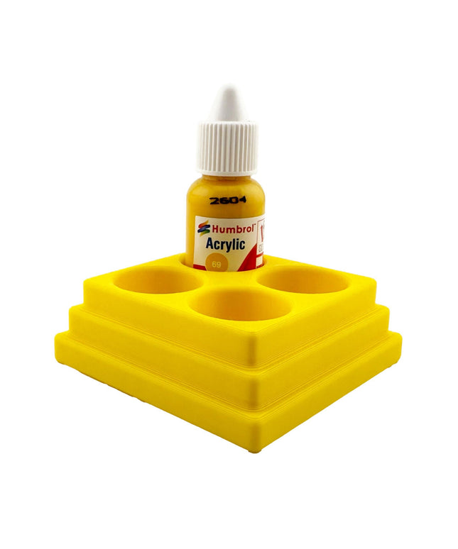 Jeff Did It! 14ml Bottle Holder Square - Holds 4 Bottles Compatible with Humbrol 14ml Paint Bottles w Anti-Slip Rubber Feet - 3D Printed