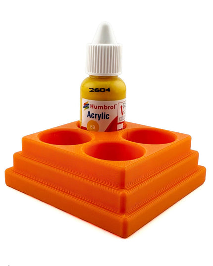 Jeff Did It! 14ml Bottle Holder Square - Holds 4 Bottles Compatible with Humbrol 14ml Paint Bottles w Anti-Slip Rubber Feet - 3D Printed