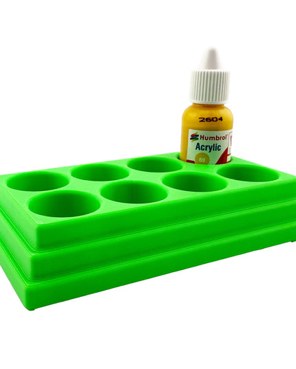 Jeff Did It! - 14ml Bottle Holder - Holds 8 Bottles Compatible with Humbrol 14ml Paint Bottles w Anti-Slip Rubber Feet - 3D Printed