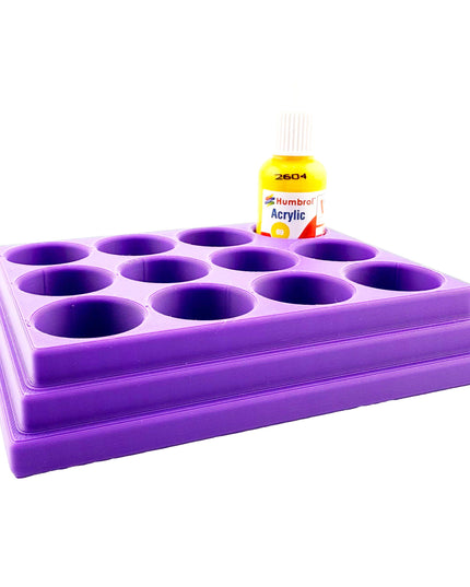 Jeff Did It! - 14ml Bottle Holder - Holds 12 Bottles Compatible with Humbrol 14ml Paint Bottles w Anti-Slip Rubber Feet - 3D Printed