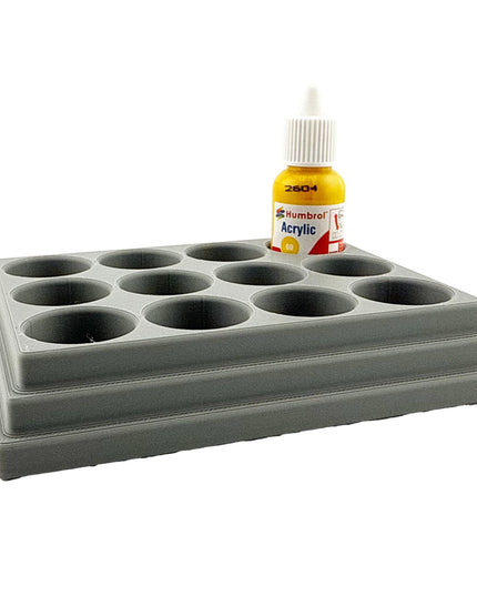 Jeff Did It! - 14ml Bottle Holder - Holds 12 Bottles Compatible with Humbrol 14ml Paint Bottles w Anti-Slip Rubber Feet - 3D Printed