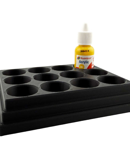Jeff Did It! - 14ml Bottle Holder - Holds 12 Bottles Compatible with Humbrol 14ml Paint Bottles w Anti-Slip Rubber Feet - 3D Printed