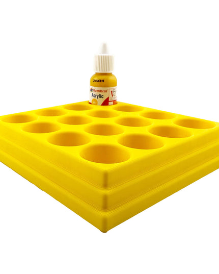 Jeff Did It! - 14ml Bottle Holder - Holds 16 Bottles Compatible with Humbrol 14ml Paint Bottles w Anti-Slip Rubber Feet - 3D Printed
