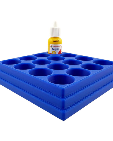 Jeff Did It! - 14ml Bottle Holder - Holds 16 Bottles Compatible with Humbrol 14ml Paint Bottles w Anti-Slip Rubber Feet - 3D Printed
