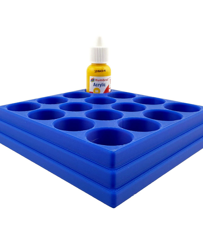 Jeff Did It! - 14ml Bottle Holder - Holds 16 Bottles Compatible with Humbrol 14ml Paint Bottles w Anti-Slip Rubber Feet - 3D Printed