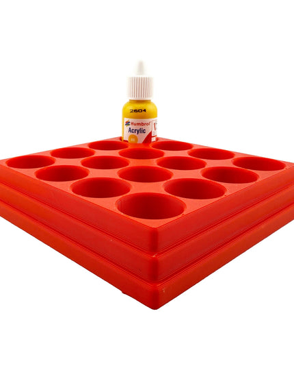 Jeff Did It! - 14ml Bottle Holder - Holds 16 Bottles Compatible with Humbrol 14ml Paint Bottles w Anti-Slip Rubber Feet - 3D Printed