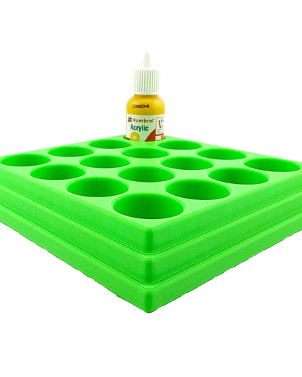 Jeff Did It! - 14ml Bottle Holder - Holds 16 Bottles Compatible with Humbrol 14ml Paint Bottles w Anti-Slip Rubber Feet - 3D Printed