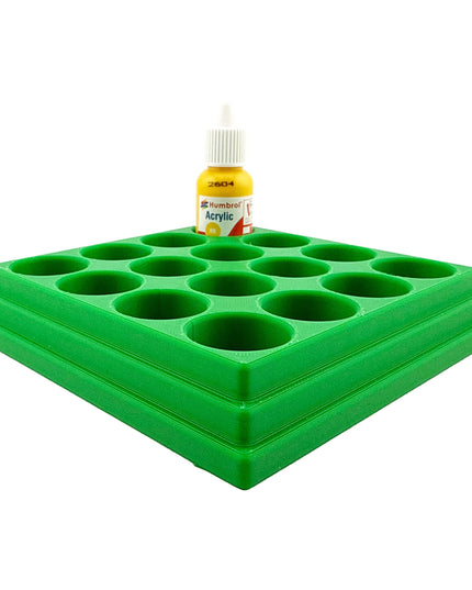 Jeff Did It! - 14ml Bottle Holder - Holds 16 Bottles Compatible with Humbrol 14ml Paint Bottles w Anti-Slip Rubber Feet - 3D Printed