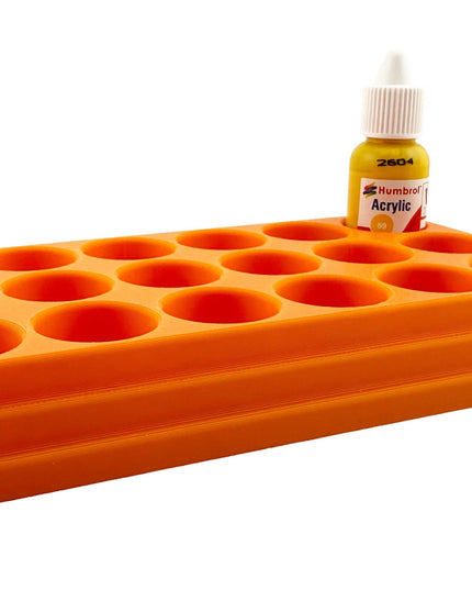 Jeff Did It! - 14ml Bottle Holder - Holds 18 Bottles Compatible with Humbrol 14ml Paint Bottles w Anti-Slip Rubber Feet - 3D Printed