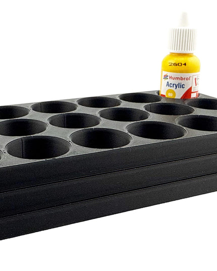 Jeff Did It! - 14ml Bottle Holder - Holds 18 Bottles Compatible with Humbrol 14ml Paint Bottles w Anti-Slip Rubber Feet - 3D Printed