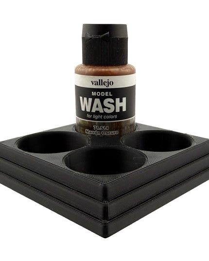 Jeff Did It 35ml Paint Bottle Holder Square - Holds 4 Bottles Compatible with Vallejo 35ml w Anti-Slip Rubber Feet - 3D Printed - USA